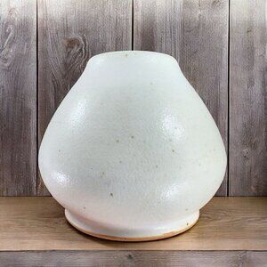 Vintage Hand Made Stoneware Pottery Vase Vessel Artist Signed Vase Round Bottom